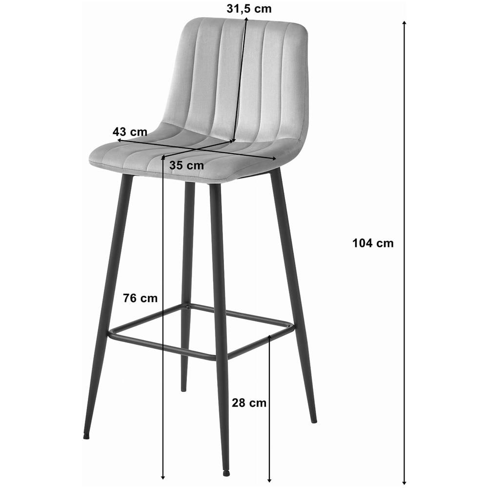 Sgabello da bar POZZA - Velluto grigio argento con gambe nere x 1 - Foto 5
