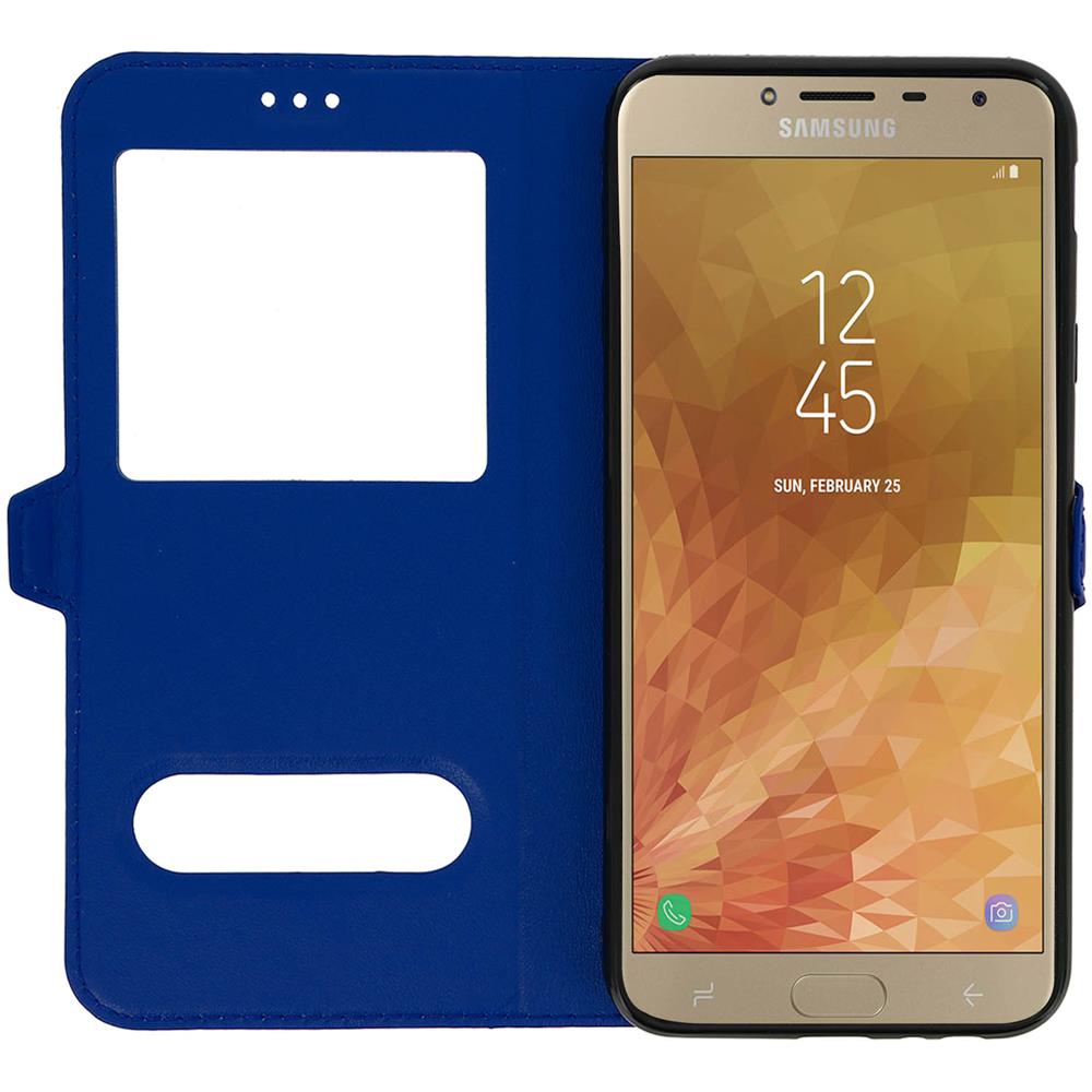 Custodia Galaxy J4 Plus Sportellino 2x Finestre Cover Silicone - Blu - Foto 5