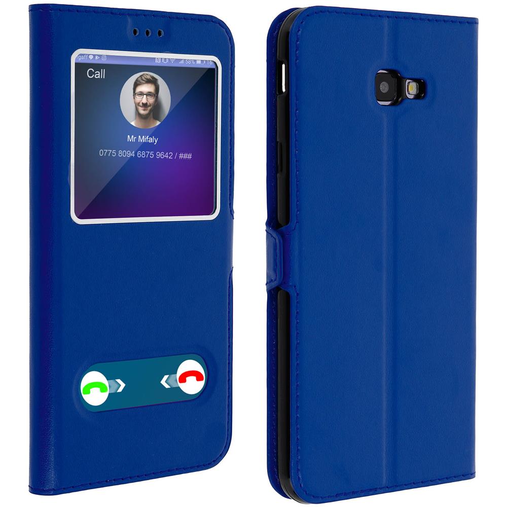 Custodia Galaxy J4 Plus Sportellino 2x Finestre Cover Silicone - Blu - Foto 1