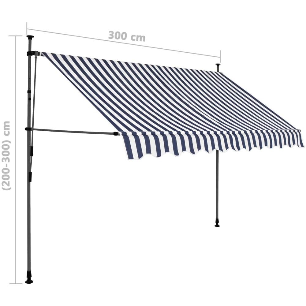Tenda da Sole Retrattile Manuale con LED 300 cm Blu e Bianca - Foto 8