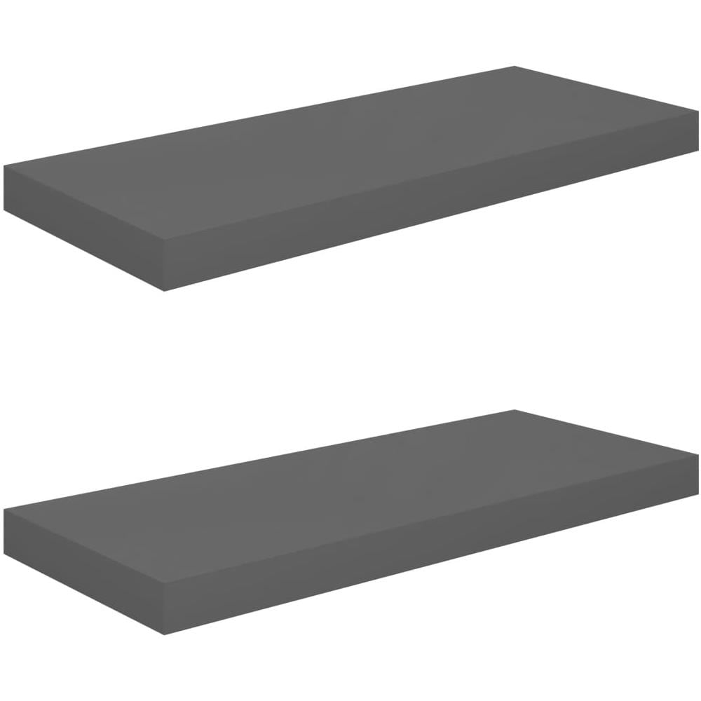 Scaffali A Parete 2 Pz Grigio Lucido 60x23,5x3,8 Cm In Mdf - Foto 2