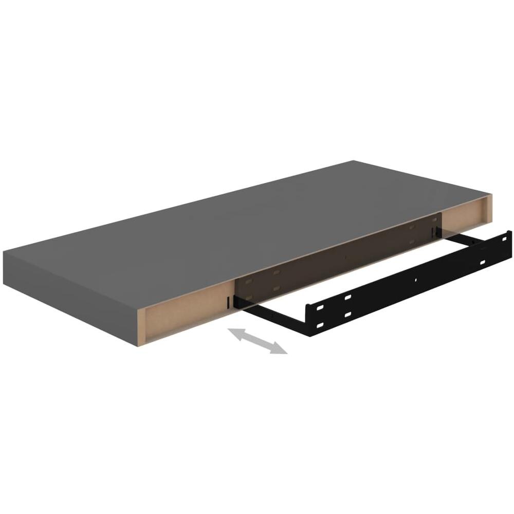 Scaffali A Parete 2 Pz Grigio Lucido 60x23,5x3,8 Cm In Mdf - Foto 8