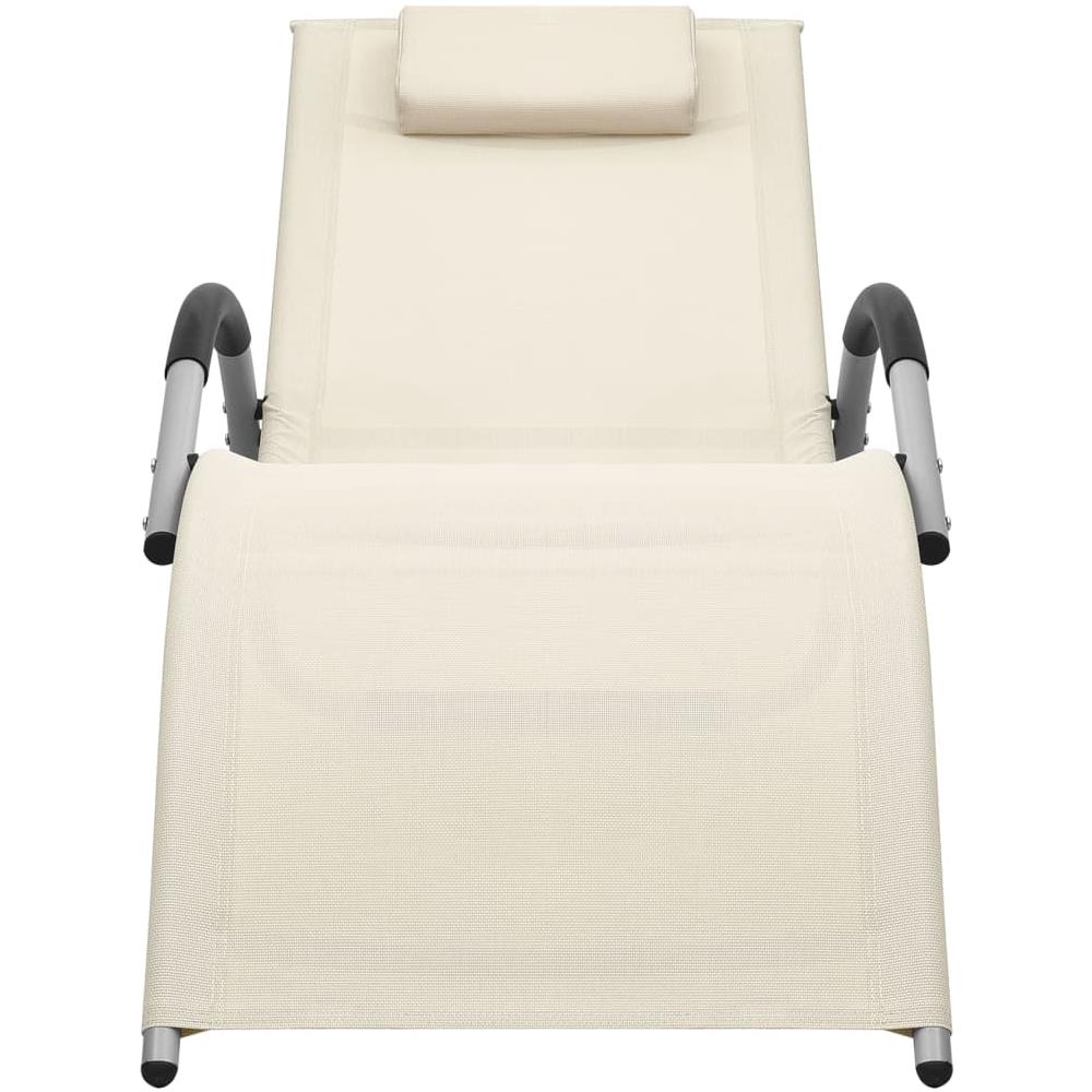 Lettino Prendisole in Textilene Crema e Grigio - Foto 3