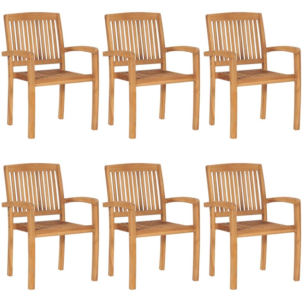 Sedie da Giardino Impilabili con Cuscini 6 pz Massello di Teak - Foto 3