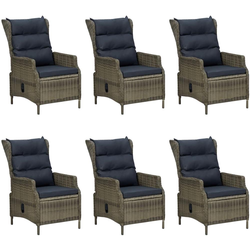 Set da Pranzo da Giardino 7 pz con Cuscini in Polyrattan Marrone - Foto 3