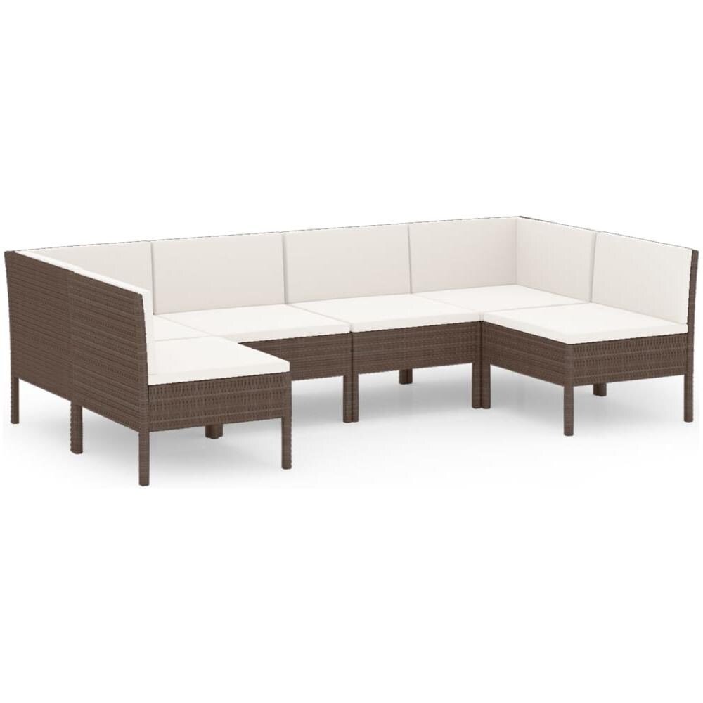 Set Divani Da Giardino 6 Pz Con Cuscini In Polyrattan Marrone - Foto 2