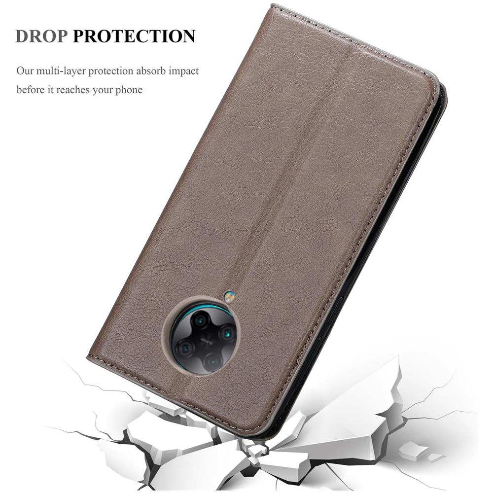 Custodia Compatibile Con Xiaomi Poco F2 Pro In Bruno Caffè - Coperchio Protettiva Con Chiusura Magnetica, Funzione Stand E Tasca Per Le Carte - Foto 8