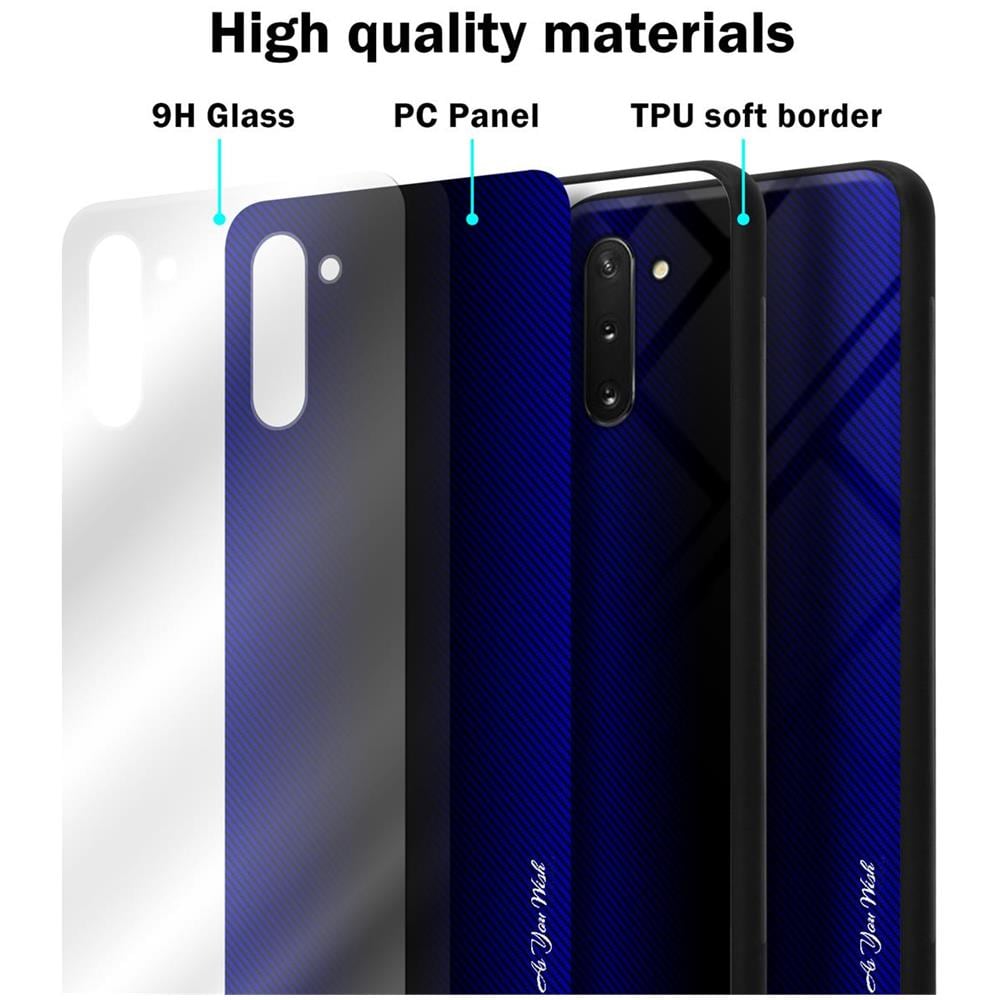 Custodia Compatibile Con Samsung Galaxy Note 10 - Ottica A Strisce In Cobalto Viola - Coperchio Protettivo In Vetro Temperato E Silicone Tpu - Foto 7