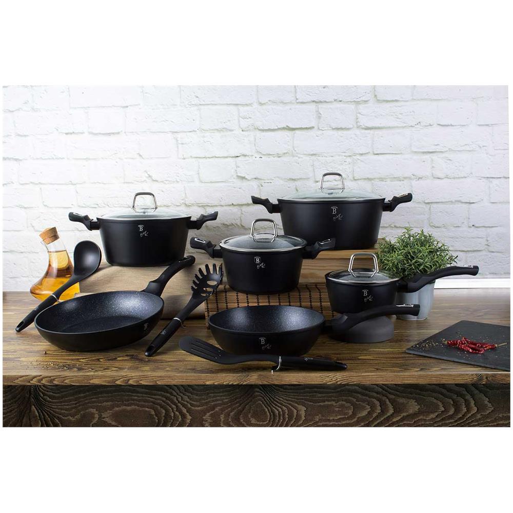 Set Di Vasi Granito 15 Pz. Berlinger Haus Bh-6155 Nero Argento - Foto 2