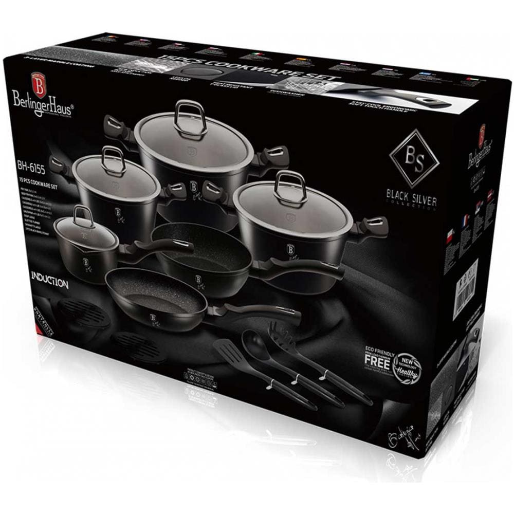 Set Di Vasi Granito 15 Pz. Berlinger Haus Bh-6155 Nero Argento - Foto 3