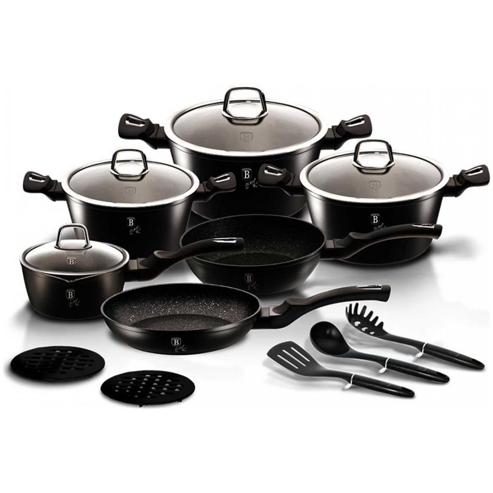 Set Di Vasi Granito 15 Pz. Berlinger Haus Bh-6155 Nero Argento - Foto 1