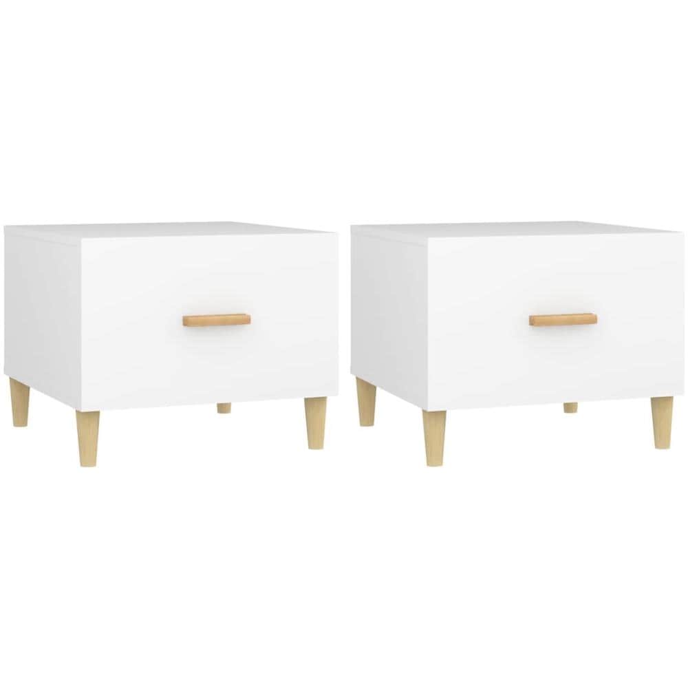 Tavolini Da Salotto 2 Pz Bianchi 50x50x40 Cm Legno Multistrato - Foto 2