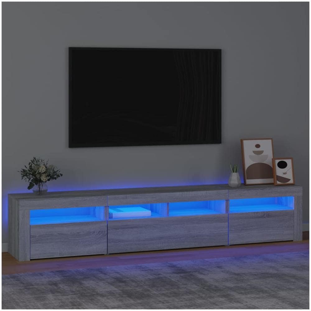Mobile Porta Tv Con Luci Led Grigio Sonoma 210x35x40 Cm - Foto 1