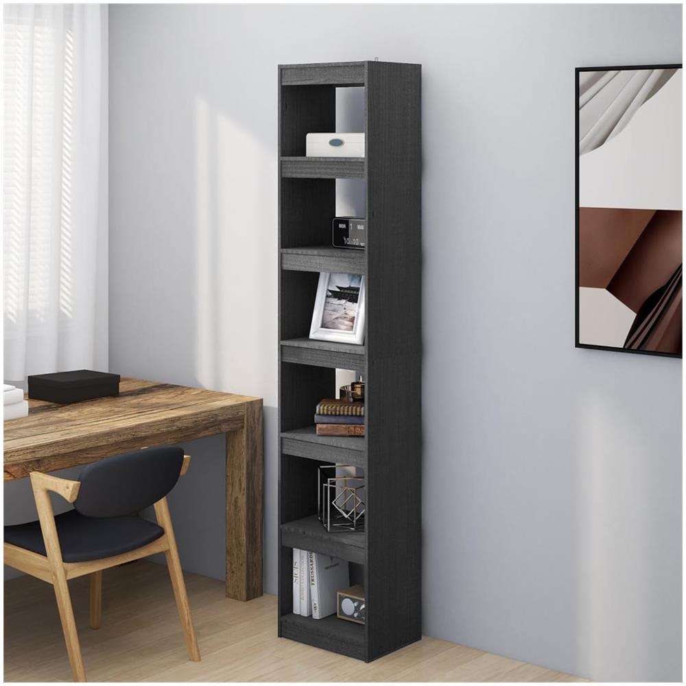 Libreria /divisorio Grigio 40x30x199cm In Legno Massello Di Pino - Foto 1