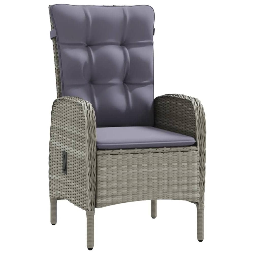 Set Da Pranzo Per Giardino 7 Pz Con Cuscini Grigio E Nero - Foto 3