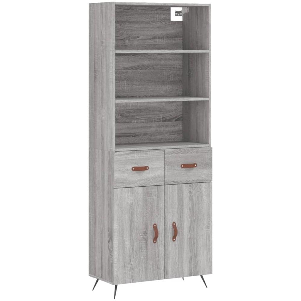 Credenza Grigio Sonoma 69,5x34x180 Cm In Legno Multistrato - Foto 2