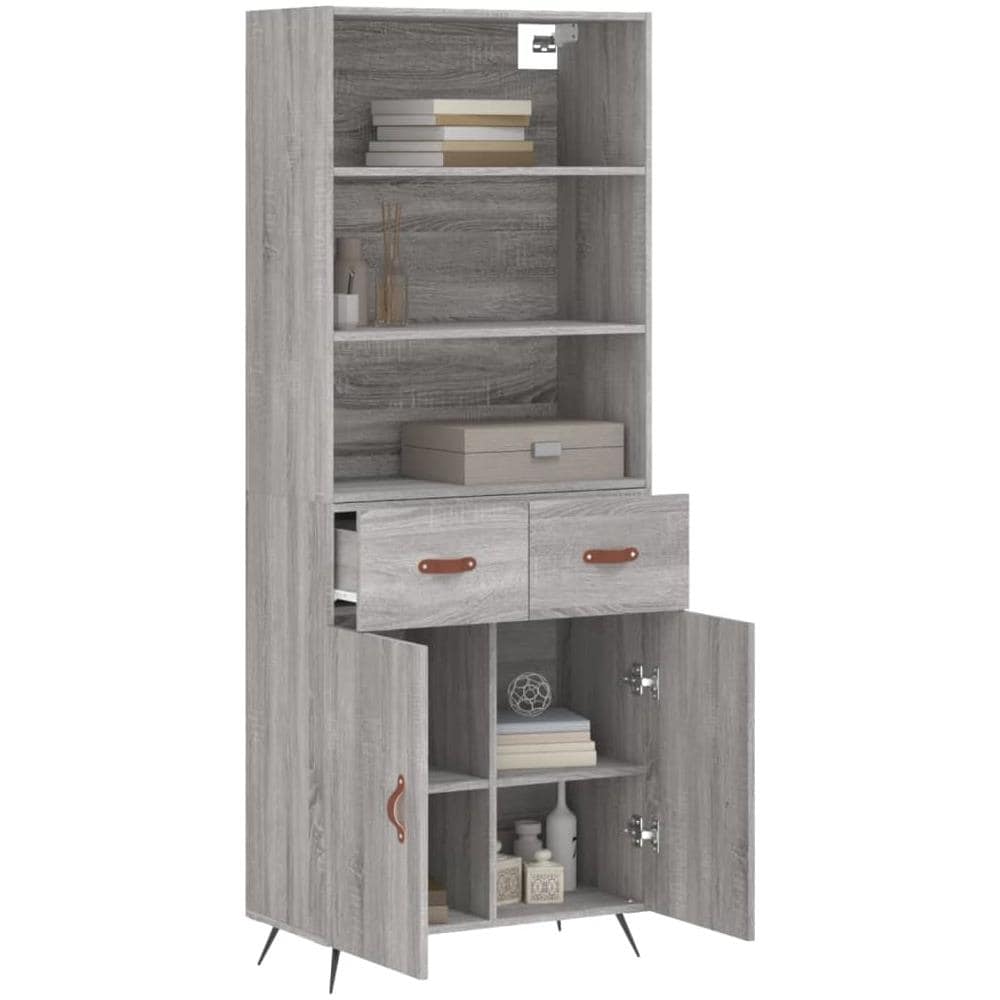 Credenza Grigio Sonoma 69,5x34x180 Cm In Legno Multistrato - Foto 3