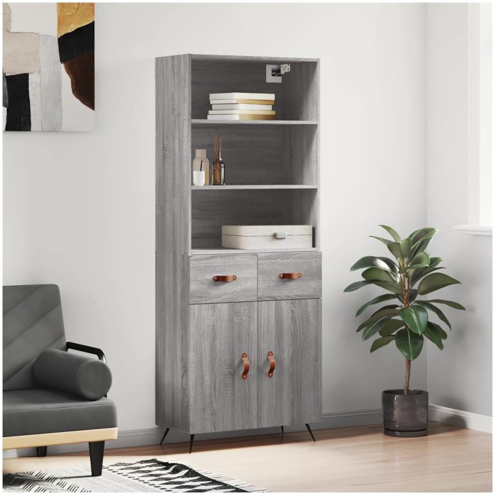Credenza Grigio Sonoma 69,5x34x180 Cm In Legno Multistrato - Foto 1