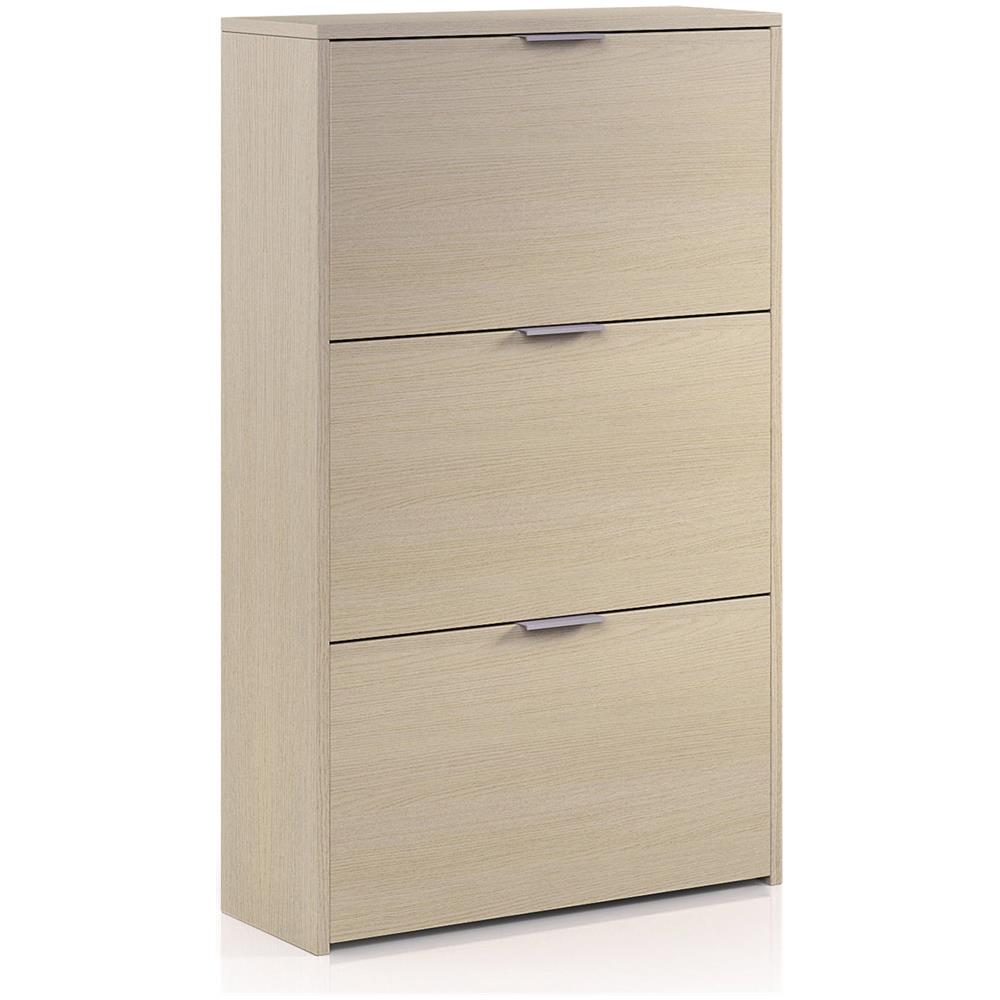Scarpiera Escondido, Armadio Portascarpe A 3 Ante A Ribalta, Mobile Doppia Capienza Per Max 18 Paia Di Scarpe, 70x17h180 Cm, Rovere - Foto 2
