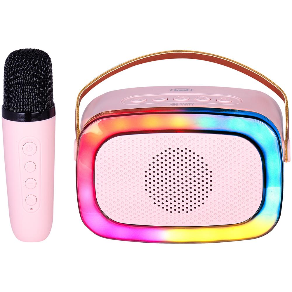 XR 8A01 MINI PARTY Altoparlante Portatile Karaoke Potenza 10 W Bluetooth con Cornice Disco Light Multicolore e Microfono Wireless - Rosa - Foto 1