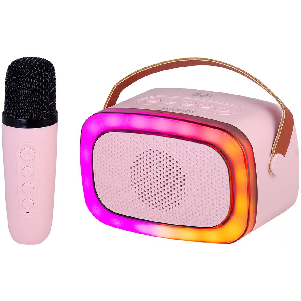 XR 8A01 MINI PARTY Altoparlante Portatile Karaoke Potenza 10 W Bluetooth con Cornice Disco Light Multicolore e Microfono Wireless - Rosa - Foto 2