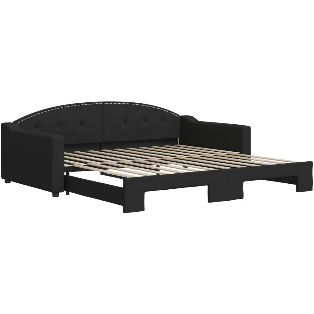 Divano Letto Con Letto Estraibile Nero 100x200 Cm In Tessuto - Foto 2