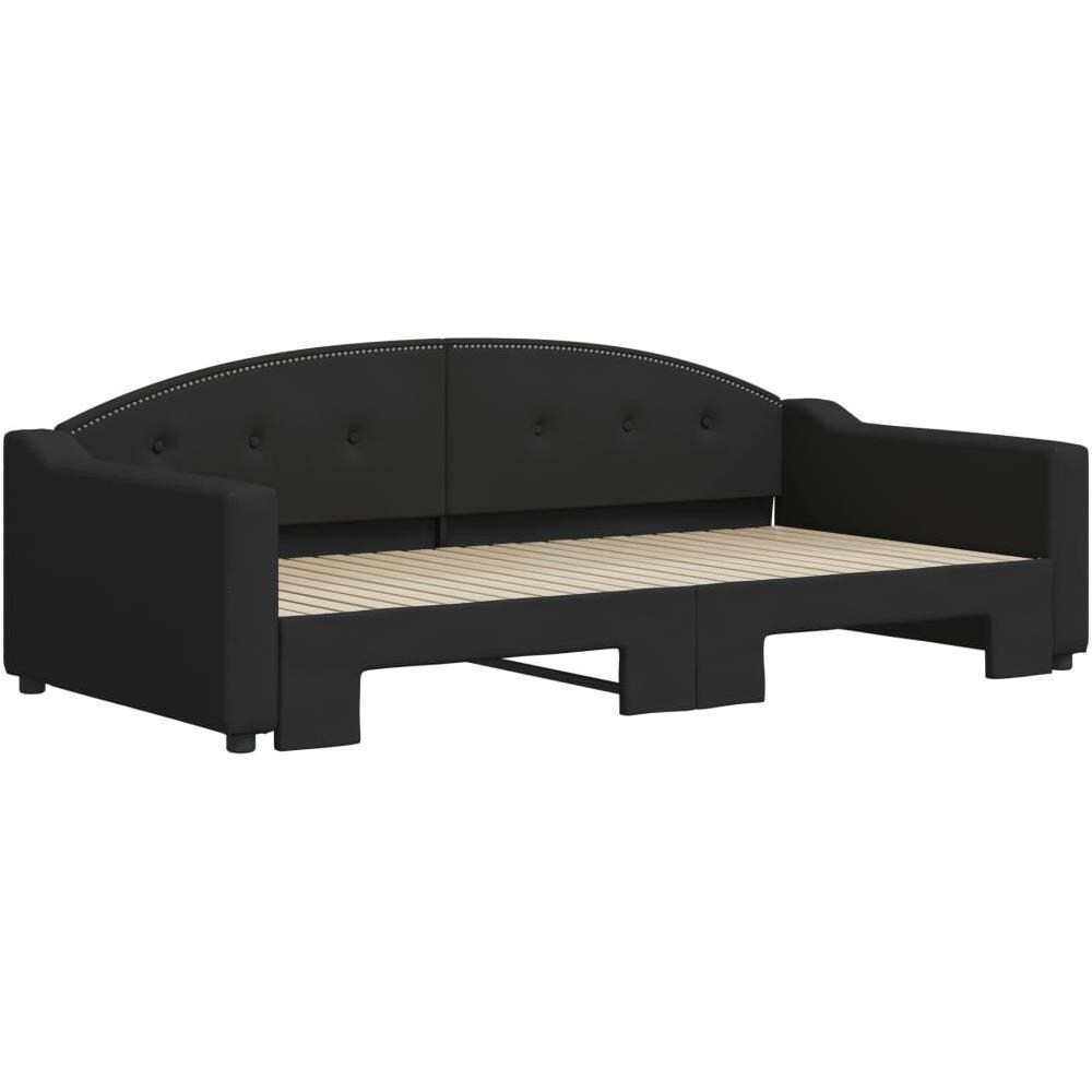 Divano Letto Con Letto Estraibile Nero 100x200 Cm In Tessuto - Foto 3