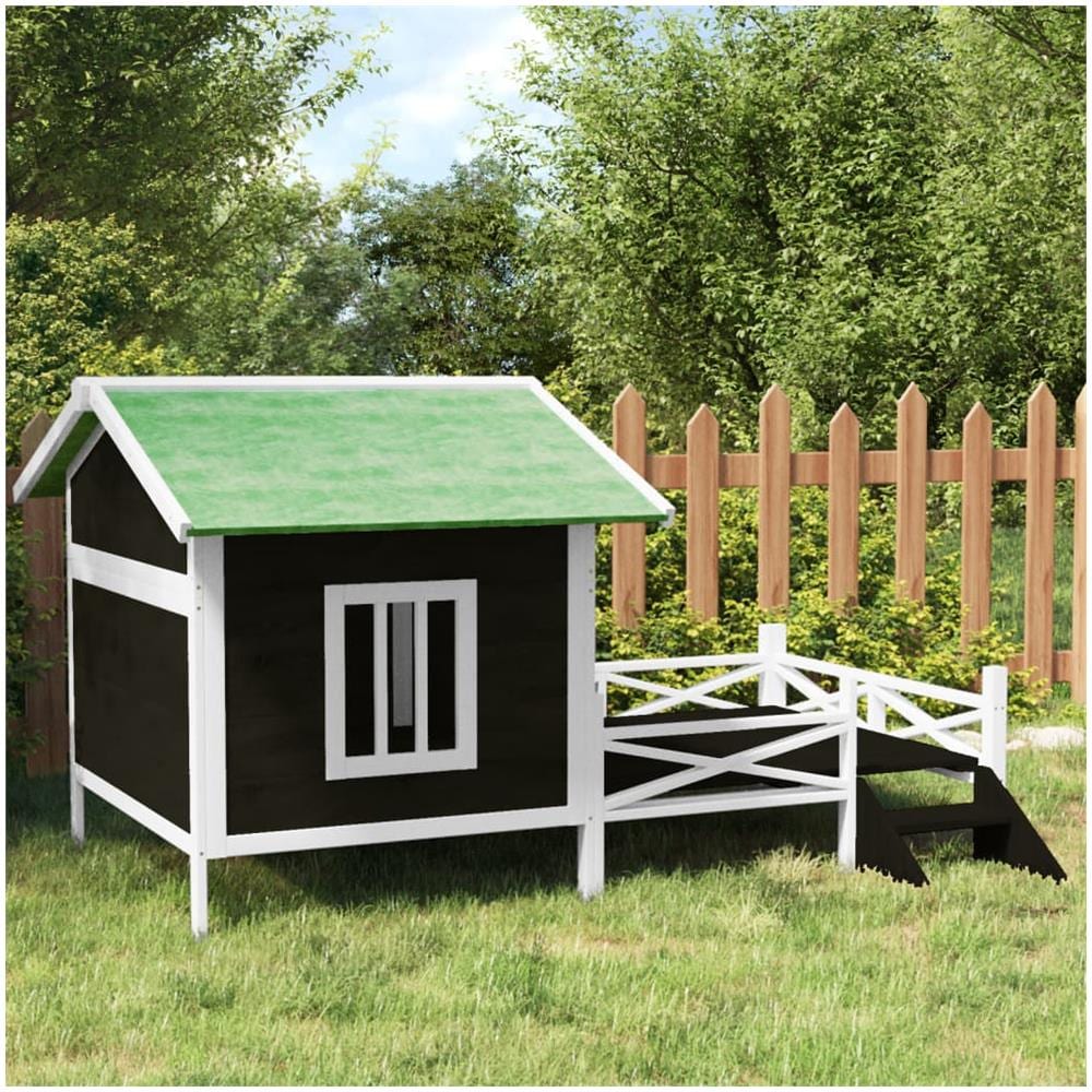 Cuccia Per Cani Grigia 159x120x88,5 Cm Legno Massello Di Pino - Foto 1
