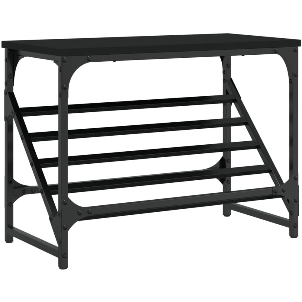 Scarpiera Nera 60x30x45 Cm In Legno Multistrato - Foto 2