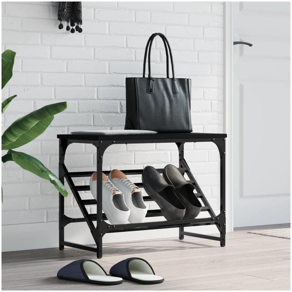 Scarpiera Nera 60x30x45 Cm In Legno Multistrato - Foto 1