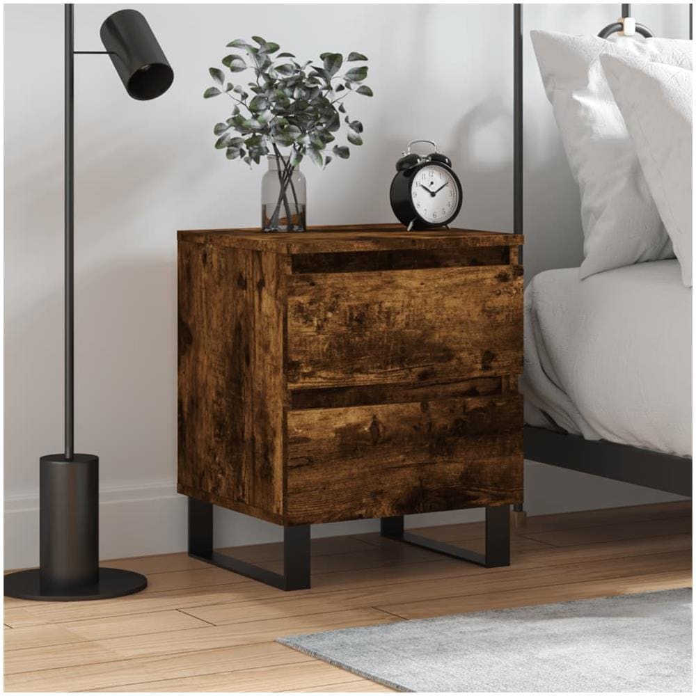 Comodino Rovere Fumo 40x35x50 Cm In Legno Multistrato - Foto 1