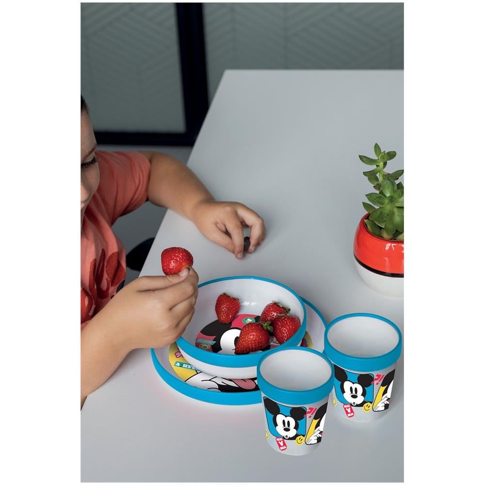 Disney Ciotola Azzurra E Bianca Per Bambini In Plastica Mickey Mouse Topolino Con Base Antiscivolo - Foto 2