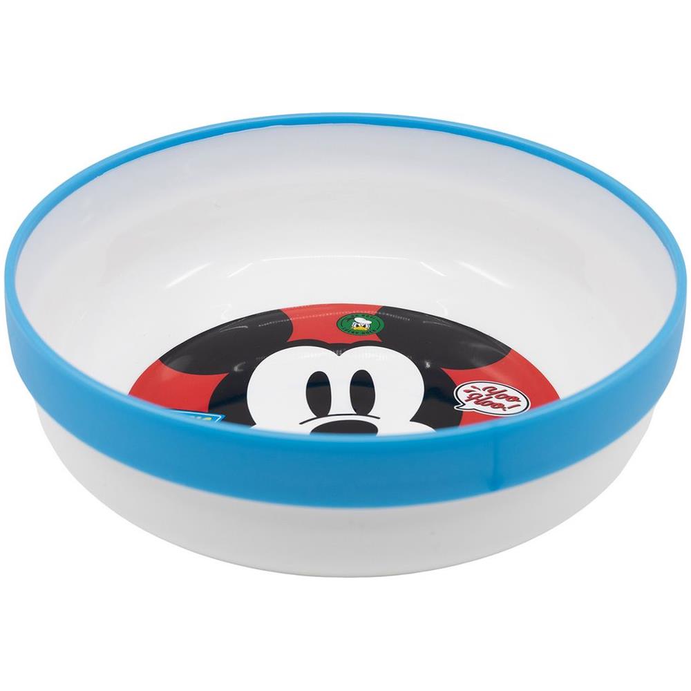 Disney Ciotola Azzurra E Bianca Per Bambini In Plastica Mickey Mouse Topolino Con Base Antiscivolo - Foto 3