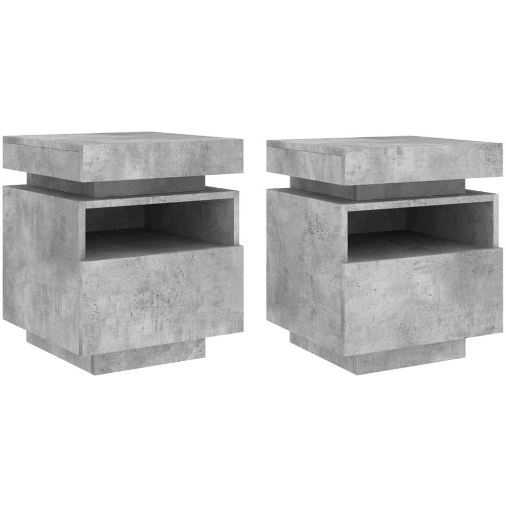 Comodini Con Luci Led 2pz Grigio Cemento 40x39x48,5 Cm - Foto 2