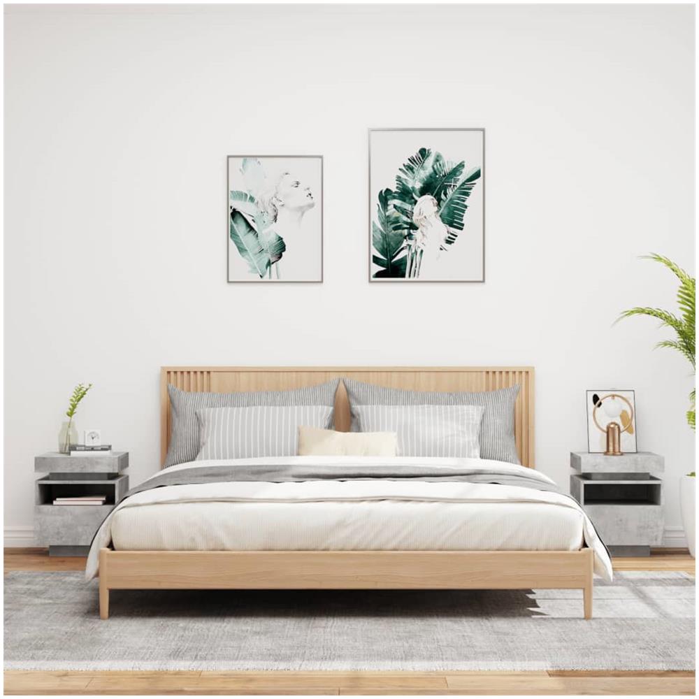 Comodini Con Luci Led 2pz Grigio Cemento 40x39x48,5 Cm - Foto 3