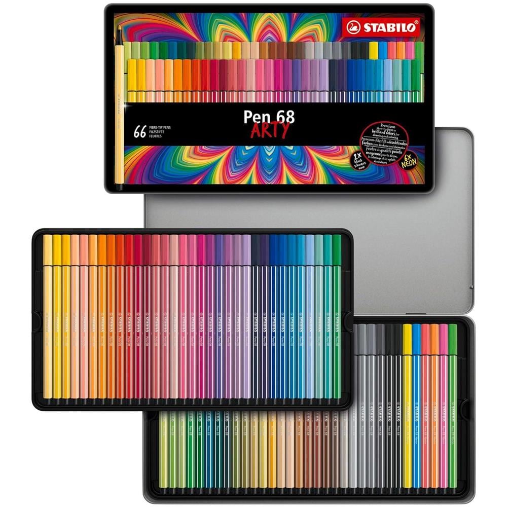 Pen 68 - Pennarello Premium - ARTY - Scatola in Metallo da 66 - con 65 Colori Assortiti - Foto 1