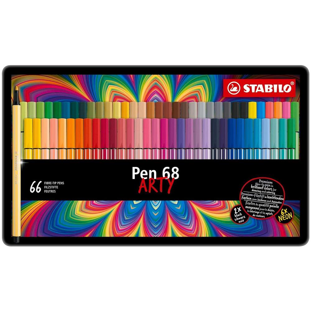 Pen 68 - Pennarello Premium - ARTY - Scatola in Metallo da 66 - con 65 Colori Assortiti - Foto 2