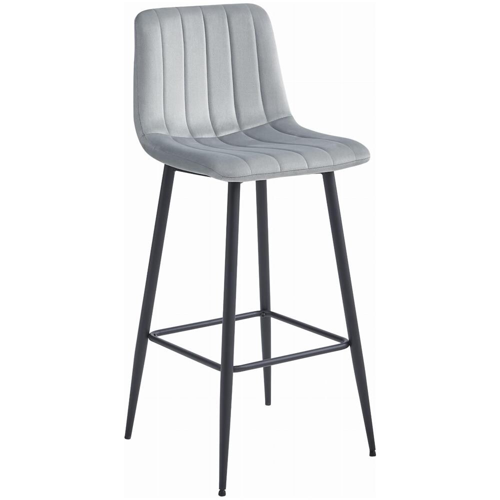 Sgabello da bar POZZA - Velluto grigio argento con gambe nere x 2 - Foto 2