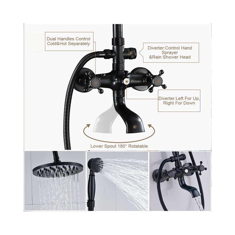 Rubinetto per doccia, Blackswan, tipo M17.3, modello nero antico, misura 20 cm - Foto 4