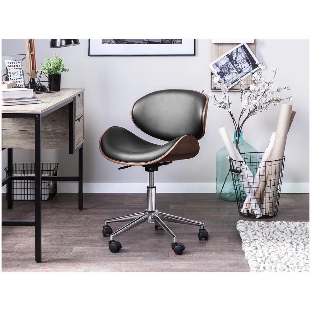 Sedia Da Ufficio In Pelle Nera Rotterdam - Foto 2
