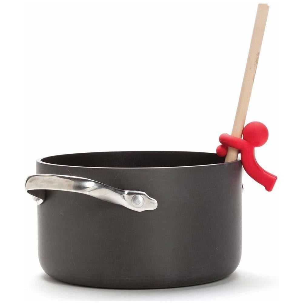 Poggia-mestolo Reggi-cucchiaio In Silicone, Abbraccio Regolabile Per La Maggior Parte Degli Utensili Da Cucina. Taglia Unica, Rosso - Foto 2