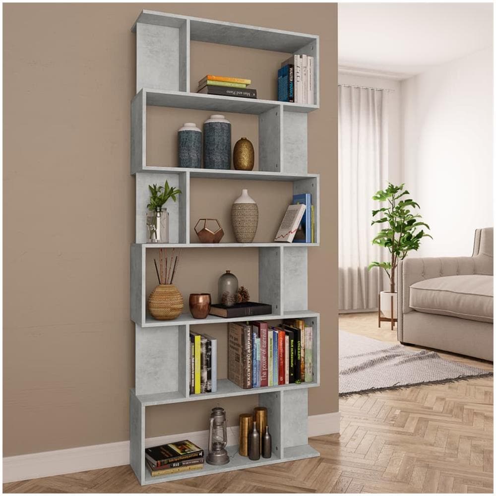 Libreria /Divisorio Grigio Cemento 80x24x192cm Legno Multistrato - Foto 1