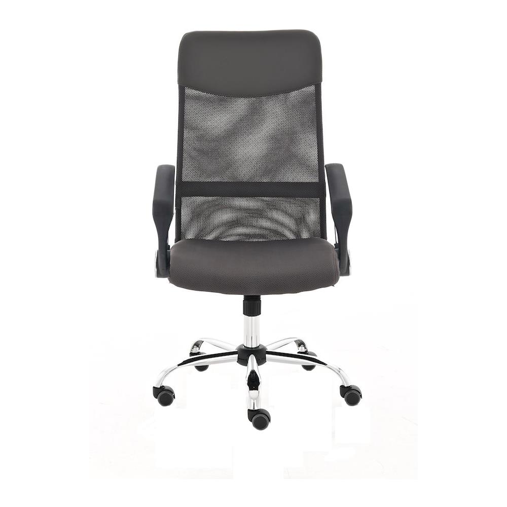 Sedia Ufficio Washington in Rete Traspirante e Similpelle - Sedia Scrivania Girevole e Imbottita - Sedia Ergonomica Direzionale con Braccioli Grigio - Foto 1