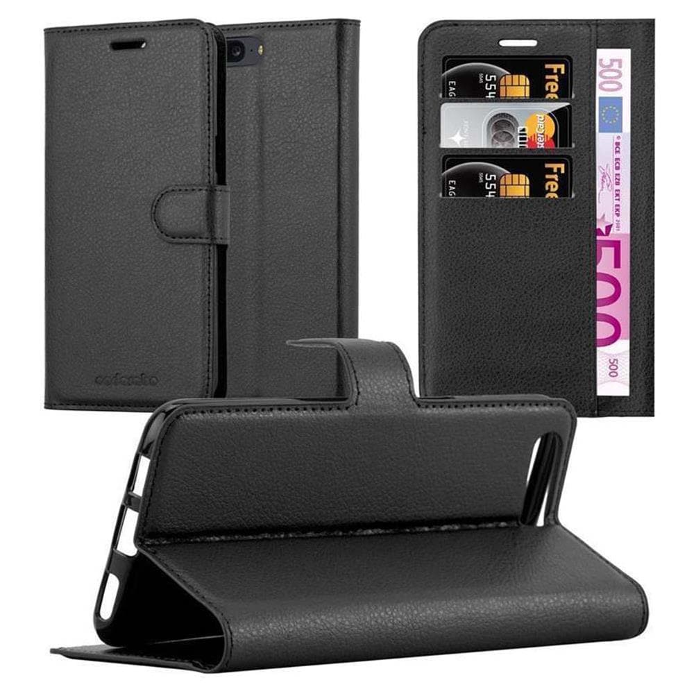 Custodia Compatibile Con Oneplus 5 In Nero Carbone - Coperchio Protettiva Con Chiusura Magnetica, Funzione Stand E Tasca Per Le Carte - Foto 1