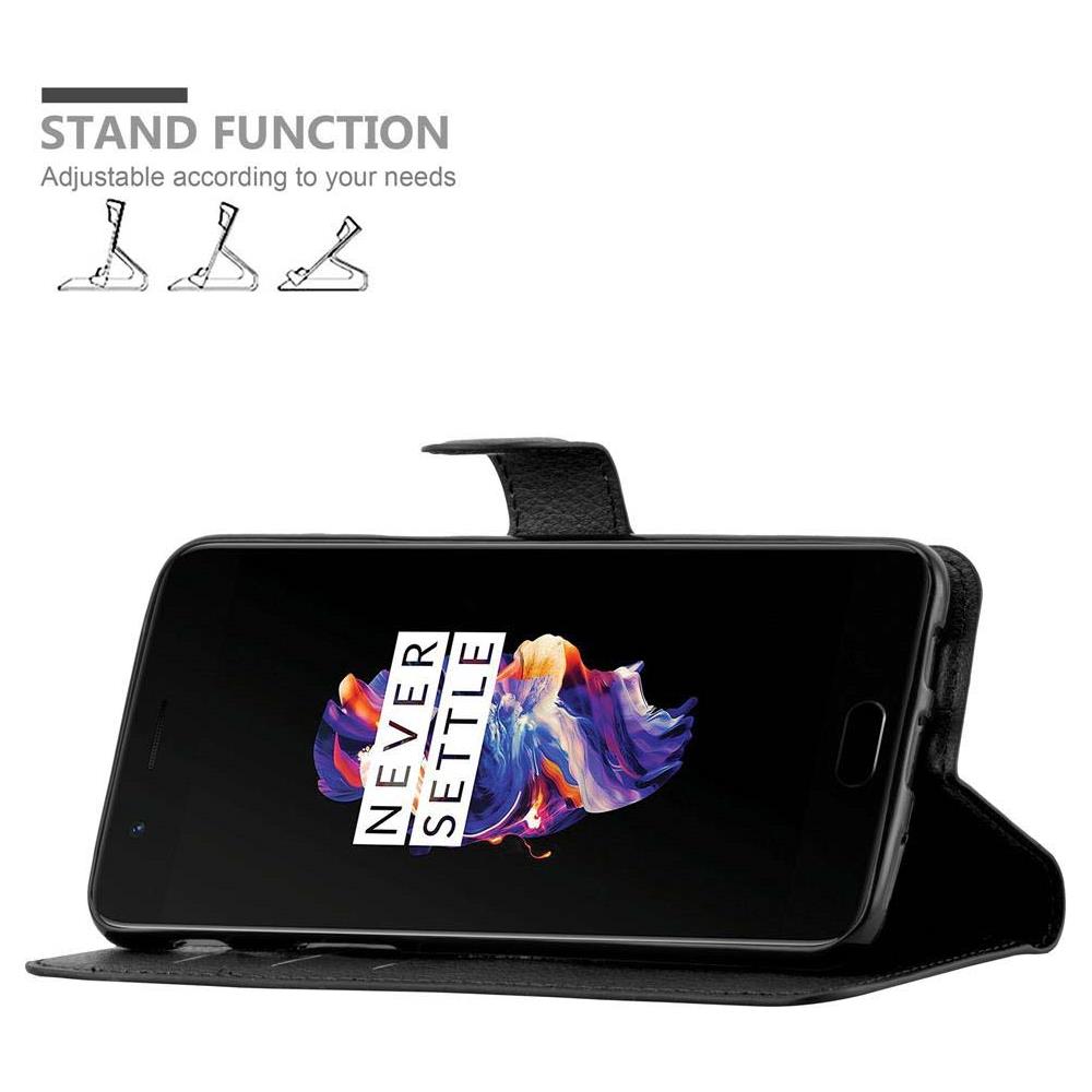 Custodia Compatibile Con Oneplus 5 In Nero Carbone - Coperchio Protettiva Con Chiusura Magnetica, Funzione Stand E Tasca Per Le Carte - Foto 6