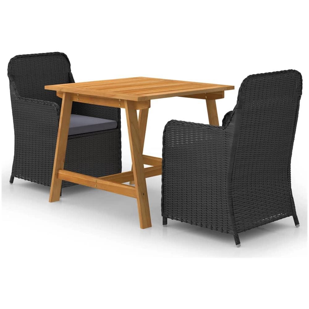 Set Mobili Da Pranzo Per Giardino 3 Pz Nero - Foto 1