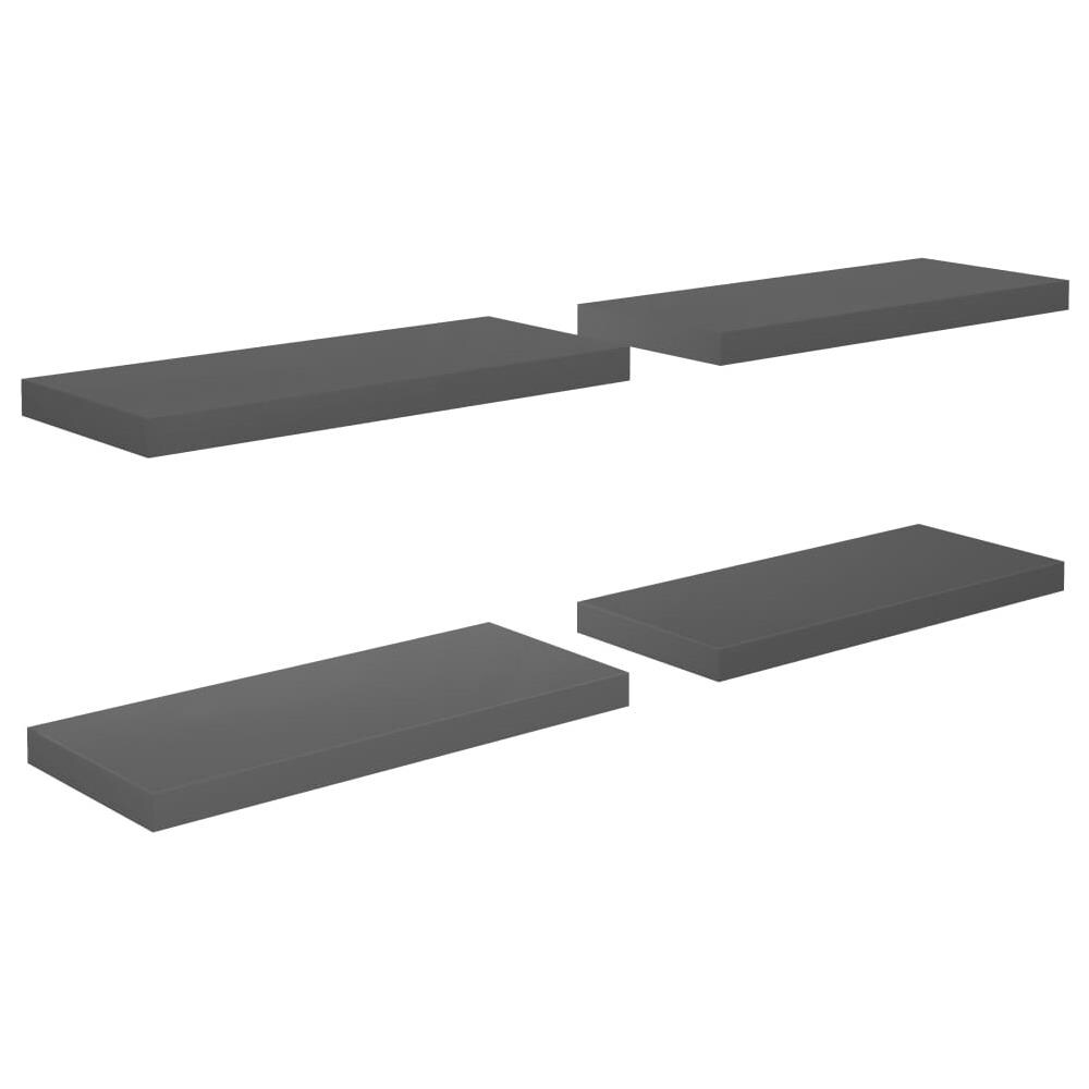 Scaffali A Parete 4 Pz Grigio Lucido 60x23,5x3,8 Cm In Mdf - Foto 2