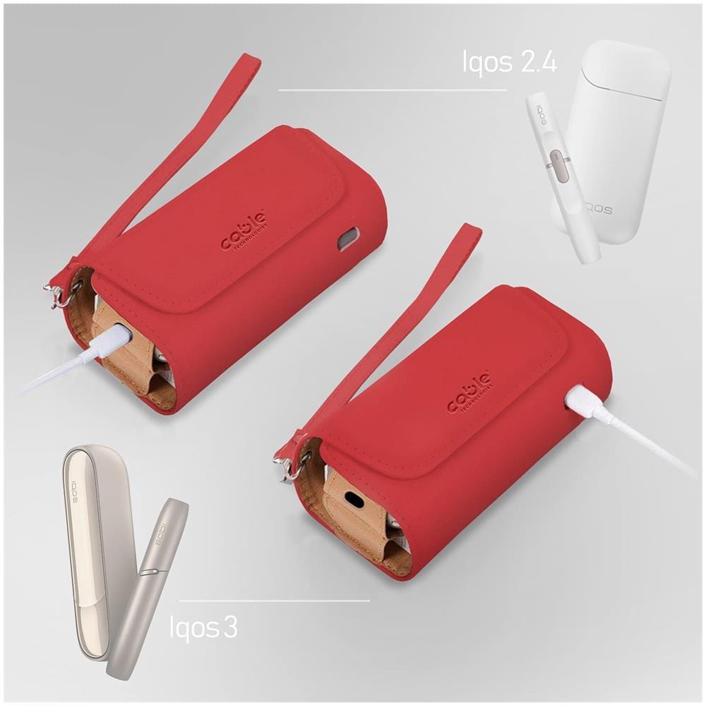 Custodia In Eco-pelle Di Alta Qualità Per Iqos 3/3 Duo / 2.4/2.4 Plus, Astuccio In Tela E Pelle Pu, organizer Iqos, Cover / borsello Sigaretta Elettronica, accessori (rossa) - Foto 2