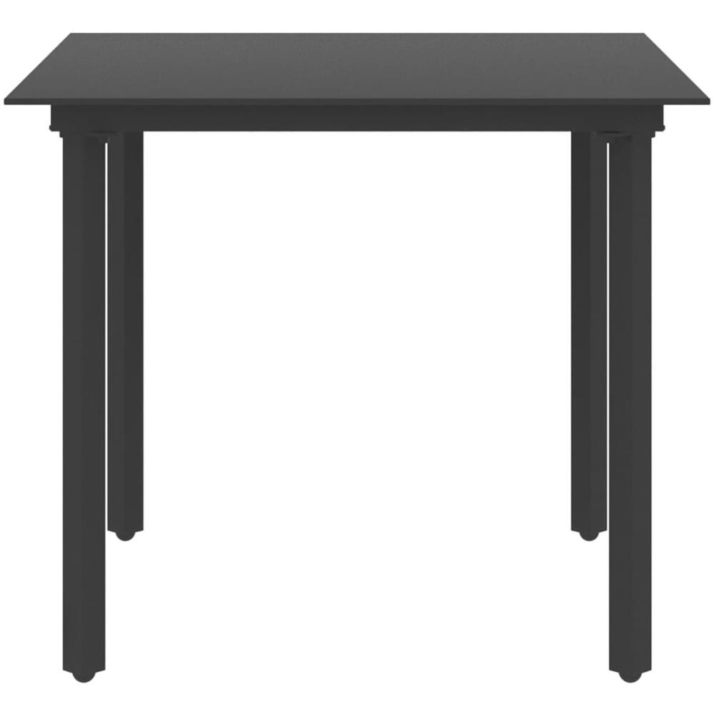 Tavolo da Giardino Nero 80x80x74 cm in Acciaio e Vetro - Foto 2
