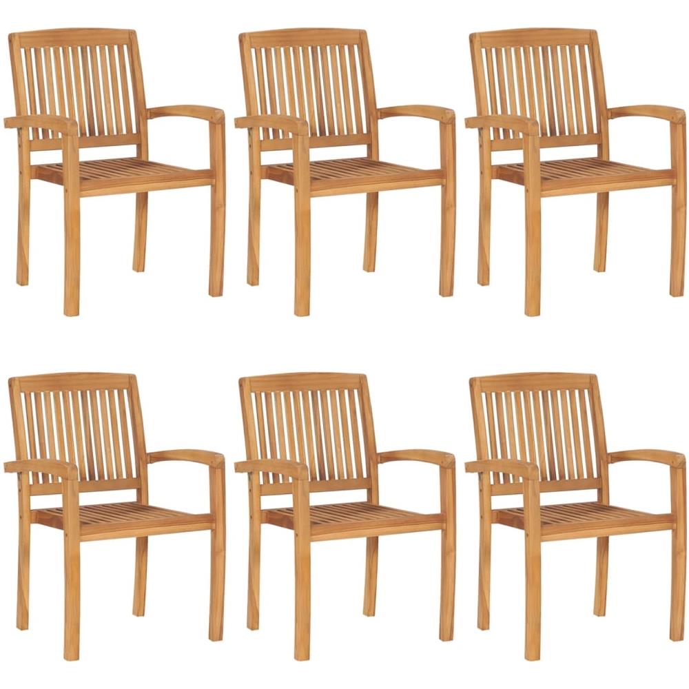 Sedie da Giardino Impilabili con Cuscini 6 pz Massello di Teak - Foto 3